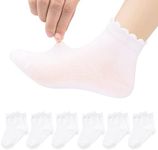 Looching 6 Pack Toddler Baby Girls Boys No Show Ankle Socks Cotton White Thin Low Cut Dress Socks Kids 3-5Years