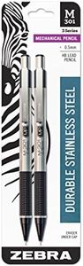 Zebra Pen M-301 Mechanical Pencil, Stainless Steel Barrel, Fine Point, 0.5mm, Black Grip, 2-Pack