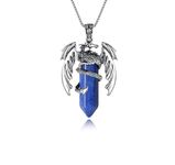 XIANNVXI Vintage Lapis Lazuli Crystal Healing Stone Necklace for Men Women Dragon Necklace Cool Simple Retro Natural Reiki Spirtural Witch Gemstone Pendant Jewelry