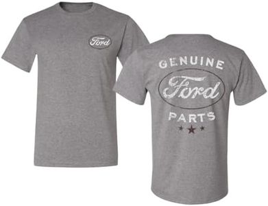 Wild Bobby Genuine Ford Parts Vintage Distressed Cars and Trucks Mens Graphic Tees Front and Back T Shirt Printed Graphic Tees for Men, Heather Grey, 4X-Large
