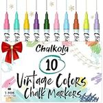 Extra Fine Tip Liquid Chalk Pens for Chalkboard, Blackboards, Window, Bistro (10 Vintage Colors, 1mm) - Extra Fine Dry Erase Marker Pens