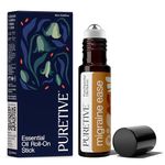 PURETIVE | Migraine Ease Plant Therapy Roll On | Headache Relief Roll on | 100% Pure Essential Oils, Natural, Skin Friendly, Liquid Balm | Metal Roller | Headache & Sinus Relief | 10ml