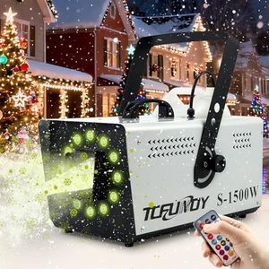TCFUNDY Snow Machine with 12 LED Lights, 1500W Snow Snowflake Making Machine with 9 Color Lights Effect Snowflake Maker with Remote Control for Christmas Wedding Kids Party Stage