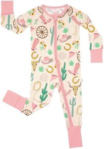 Little Sleepies Pajamas for Baby Boys & Girls, Viscose from Bamboo Baby Pajamas, Snug Sleeper, Toddler PJs, 2-Way Zipper, Pink Ready to Rodeo, 6-12 months