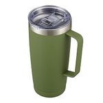 CIVAGO Travel Coffee Mug with Handle, 20 oz Insulated Tumbler with Lid and Straw, Stainless Steel Double Wall Vacuum Coffee tumbler, Thermal Coffee Cup, Army Green