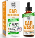 Dog Ear Infection Treatment + Silver – Cat and Dog Ear Cleaner – Drops for Irritations, Itch, Odors, and Otic Infection – for Pets of All Ages and Breeds – 2 Oz