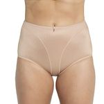 Leonisa Classic Style Tummy Control Underwear for Women Ladies Underwear Panties with Shapewear Built In, Bronze - High-cut Panty, L