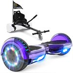 GeekMe hoverboards go kart attachment, Hoverboards with Hoverkart 6.5 inch with Bluetooth Speaker, LED Lights, Gift for Kid, Teenager and Adult