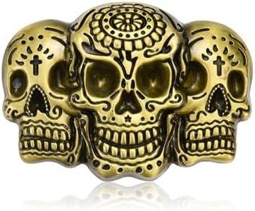 MASOP VOGU Skull Head Belt Buckle for Men Western Cowboy Belt Buckle Small Vintage Belt Buckles Novelty Belt Buckle for Women, Gold