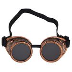 Bohue Steampunk Goggles Vintage Glasses Gothic Halloween Cosplay Sunglasses Dress-Up Accessories Party Eyewear for Men Women (Brass)