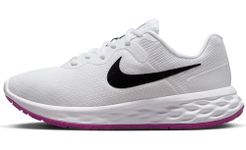 Nike Women's Race Running Shoe, White Black Vivid Sulfur Vivid Purp, 8.5