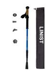 Linist Lightweight Aircraft-Grade Aluminum Trekking Pole with Extended Down Grip Plus Tip Kit and Carry Bag Walking Sticks for Hiking, Heavy Quality 7075 Aluminum with Cork Grip