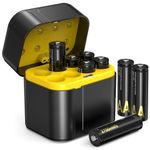 AA Rechargeable Lithium Batteries with Battery Charger Pro, 1.5 V AA Batteries 3700mWh High Capacity, Long Lasting Lithium Battery with Integrated Charging Storage Box