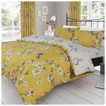 GC GAVENO CAVAILIA King Size Duvet Cover With Pillow Cases | Polycotton Quilt Bed Set | Flower Bedding Set King Size| Ochre