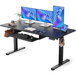 ErGear Standing Desk with Large Keyboard Tray, 160 x 70 cm Height Adjustable Electric Standing Desk Sit Stand Desk with 3 Memory Smart Pannel, Home Office Computer Desk, Black