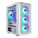 Ant Esports 205 Air Mid-Tower Computer Case/Gaming Cabinet - White | Tempered Glass Side Panel and USB 3.0 | Support ATX, Micro-ATX, Mini-ITX | Pre-Installed 4 x 120mm ARGB Fans