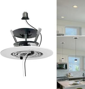 Jolux 5/6" Instant Recessed Can Light Conversion Kit to Pendant Light,Hanging Light Upgrade,for Ceiling Fan Light Fixture,White Finish,Ideal for Kitchen,Bedroom,Livingroom,1 Pack