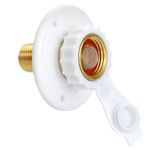 EXCELFU RV City Water Fill Inlet Flange Brass with Check Valve, RV Water Inlet Replacement 1/2" NPT Male, City Water Connection Inlet for RV Camper Motorhome Trailer Marine (White)