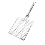 Fire Mountain Stainless Steel BBQ Fish Grill Rack - Premium Quality Grilling Tools & BBQ Accessories, Foldable, Removable Handle, Multipurpose BBQ Grill Basket, Lockable, Grid Body
