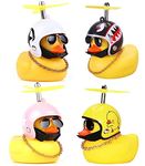 4 Pack Yellow Duck Toy Car Ornaments Yellow Duck Car Dashboard Decorations Cool Glasses Duck with Propeller Helmet