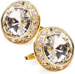 Vittorio Vico Colorful Bling Cuff Links (Clear/Gold, CL-1502)