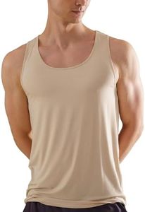 DAMENSCH Men's Regular Fit Round Neck Neo Skin Bamboo Vest | Vest for Men, Innerwear Men, Mens Vest, Stretchy Fabric, Inner for Men, Moisture Wicking, thermoregulating-Shifting Sand-L