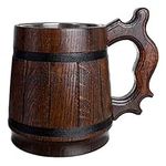 Handmade Wood Beer Mug Natural Stainless Steel Cup Men Gift Eco-Friendly Souvenir Retro Brown