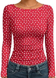 Trendy Queen Women's Boat Neck Tops Long Sleeve Shirts Love S
