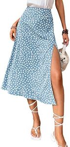 Floerns Women's Boho Floral High Waist Split A Line Midi Skirt Ditsy Blue S