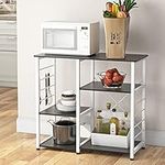 sogesfurniture 3-Tier/3-Tier Kitchen Baker's Rack Utility Storage Shelf Microwave Stand 35.4 inches Storage Cart Workstation Shelf,Black Brown BHCA-171-BK