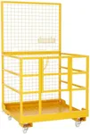 Forklift Safety Cage, 43"x45" Forklift Man Basket, 1400lbs Capacity Forklift Work Platform with Safety Harness&Lock, Drain Hole&Wheels, Collapsible Lift Basket Aerial Platform for Lifting Loader