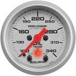 Autometer Gauge, Ultra-Lite, Oil Temperature, 2 1/16 in., 340 Degrees F, Stepper Motor W/Peak & Warn, Analog, Each