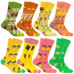 Fun socks for girls funky cool fruit unique graphic crew sock cotton hosiery 8 Pairs(YC802)