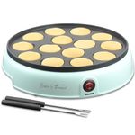 Baker's Friend BF-DMPM01 Mini Dutch Pancakes Maker, Cast Iron Plastic, Aqua