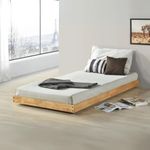 Reinforced Beds Colney Wooden Trundle Bed Frame – 3ft Single (90 x 190 cm), Heavy Duty Solid Wood Frame, Pull-Out Guest Bed, Frane and Memory Foam Mattress