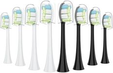 FIRIK Replacement Toothbrush Heads Compatible with Philips Sonicare, Premium Brush Head, Toothbrush Heads with Hygiene Cover White Black Regular Size 8 Pack