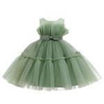 Miipat Baby Girl Princess Dress Flower Wedding Party Toddler Pageant Dress Sleeveless Bowknot Formal Dress(Green,12-18M)