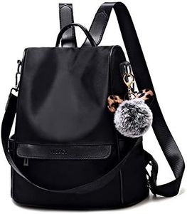 Women Backpack Purse Anti-theft Waterproof Nylon Lightweight Fashion Travel Shoulder Bag Black Size: Medium