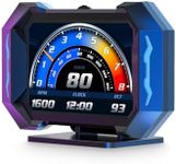 OBD2 Gauge Car HUD Head Up Display Multifunctional Digital Gauge,Car Speedometer GPS Tachometer Water Temperature Oil Temperature Volt Inclinometer Boost Gauge RPM Meter for Most Vehicles