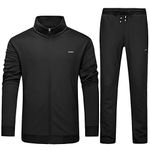 Sweatsuit for Men Tracksuits 2 Piece Sets Tracksuits for Men Sports Jacket and Pants Set Running Sets Jogger Sets for Men Casual Suits Black