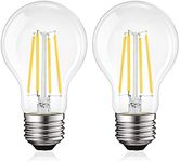 LUXRITE Vintage A19 LED Light Bulbs 100 Watt Equivalent, 1600 Lumens, 5000K Bright White, Dimmable Edison Light Bulbs, 12W, Damp Rated, UL Listed, Clear Glass Filament Bulb, E26 Medium Base (2 Pack)