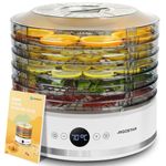 Aigostar 5 Tier Food Dehydrator Machine 380W with 48H-Timer, Fan Function, Recipe Book, LED Display and 35-70℃ Adjustable Temperature for Drying Meat, Fruit, Vegetable, Jerky, Pet Treat, BPA Free