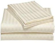 BALAJI EXPORT 100% Egyptian Cotton 800 Thread Count Sateen Finish Striped Luxuries Hotel Quality, 3 Piece Flat Bed Sheets (1 Flat Bedsheet and 2 Pillowcase) Single Size Ivory Stripe