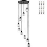 9-Light Modern Crystal Chandelier Large Raindrop Foyer Chandelier High Ceiling Light Fixture for Staircase,Entryway,LED Bulbs Included,Black,W19.68''*H157''