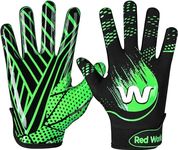 RED WORLD Football Gloves for Kids, Youth and Adult, Receiver Gloves for Boys and Girls, Men and Women, Enhanced Performance (Green, Large)