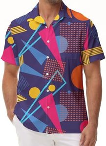 KYKU 80s Hip Hop Clothes 90s Costume Men Hawaiian Outfits Vintage Shirts, Medium
