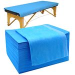 Disposable Massage Table Sheet,Xiaozhifu 100Pcs Non-Woven Disposable Sheets for Massage Table, Disposable Sheets for Salon, Spa Club,Hospital Beds,Tattoo Club,Massage Table,80 x 180 cm(Blue)