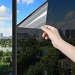 ConCus-T One Way Window Film Sun Blocker UV Window Film Blackout Window Tint Film Mirror Effect Film Solar Film Static Cling Covering, Black Silver, 44.5 x 200cm