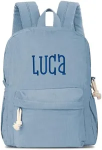 Personalized Corduroy Backpack Cute Baby Bag Backpack –Back To School Preschool Kindergarten Toddler Backpack for Boys and Girls (blue)