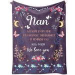 SECOGM Nan Gifts from Grandchildren, Nan Birthday Gifts, Nan Gift Blanket with Beautiful Flowers Print, Gifts for Nan Grandma on Mothers Day Christmas, Soft Throw Blankets 50" x 60" (Purple)